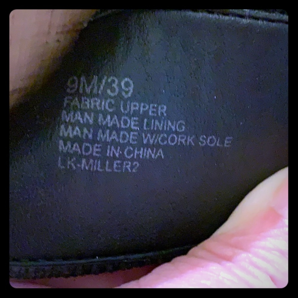 EUC Lucky Brand black stretchy straps/cork wedges - Picture 3 of 8